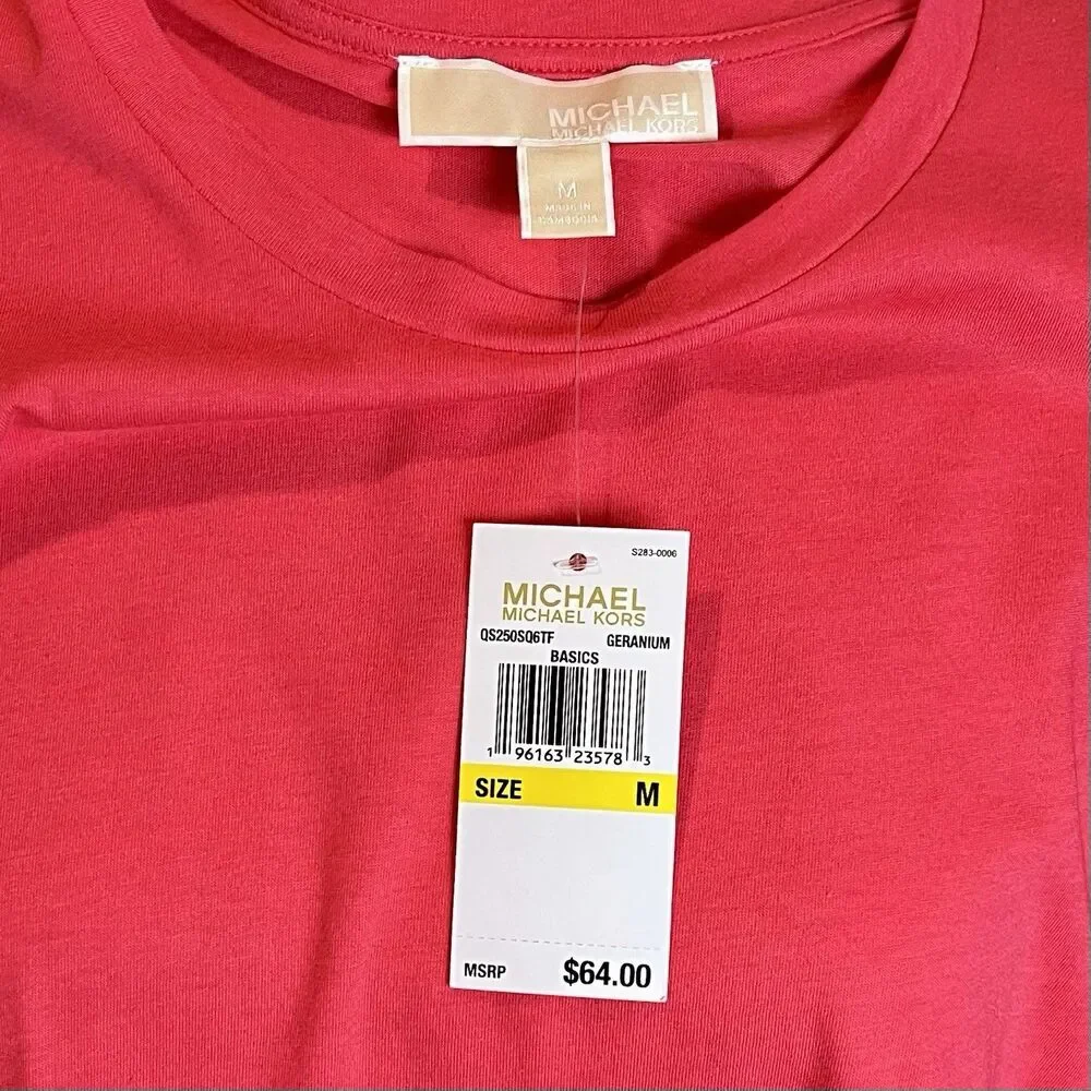 Michael Kors Cold Shoulder Top Coquette Deep Pink Med NWT Cyber Y2K Indie